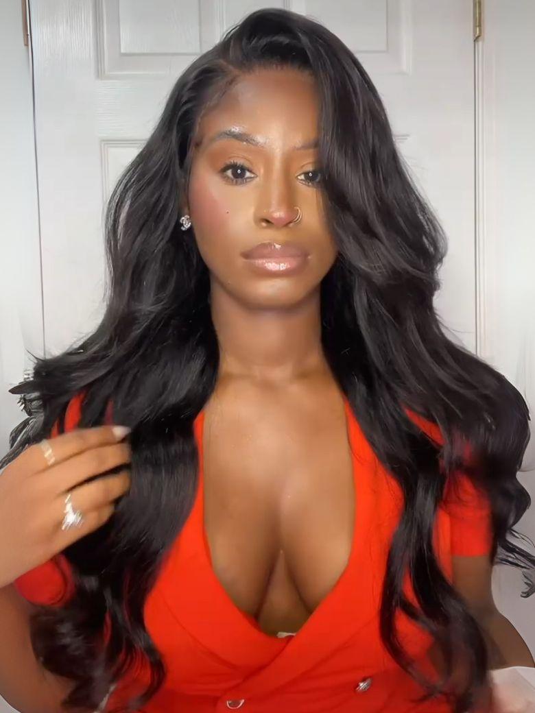 13x4 Pre-Everything? Wig With Loose Wave Face-Framing Layers And Side-Swept Bangs With Invisible drawstring
