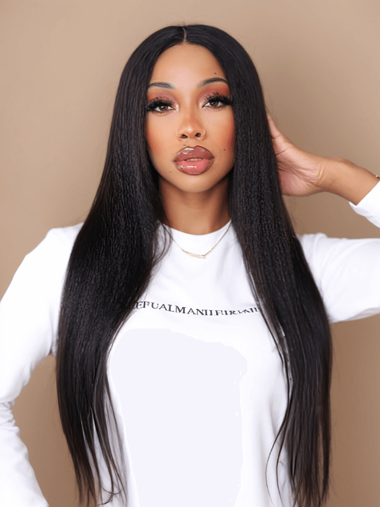 180% Density 5x5 HD Invisible Glueless Lace Kinky Straight Hair Super Full Human Hair Wig
