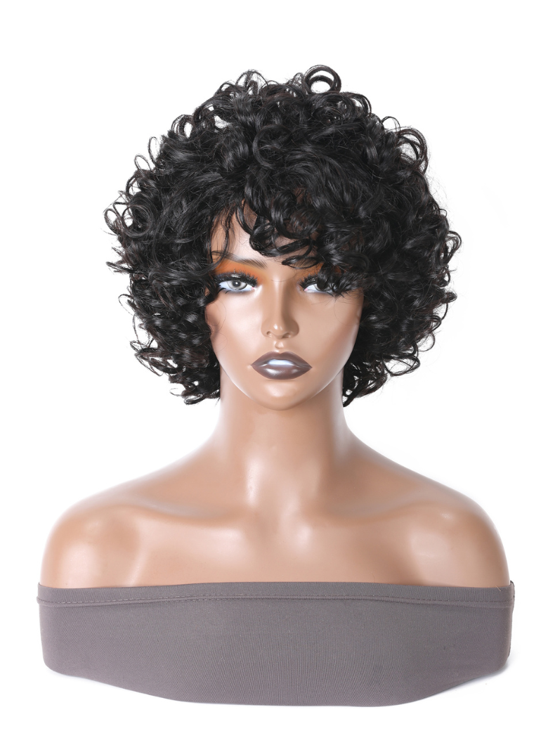 Bouncy Curl Short Curly Soft & Smooth Pixie Cut with Bangs Glueless Wig