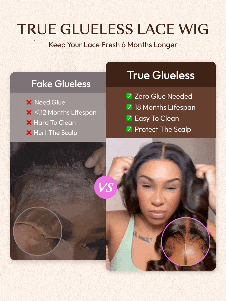 7x5 Bye Bye Slip? Wig Glueless Lace Balayage Highlight Body Wave Drawstring Curtain Bangs Wig