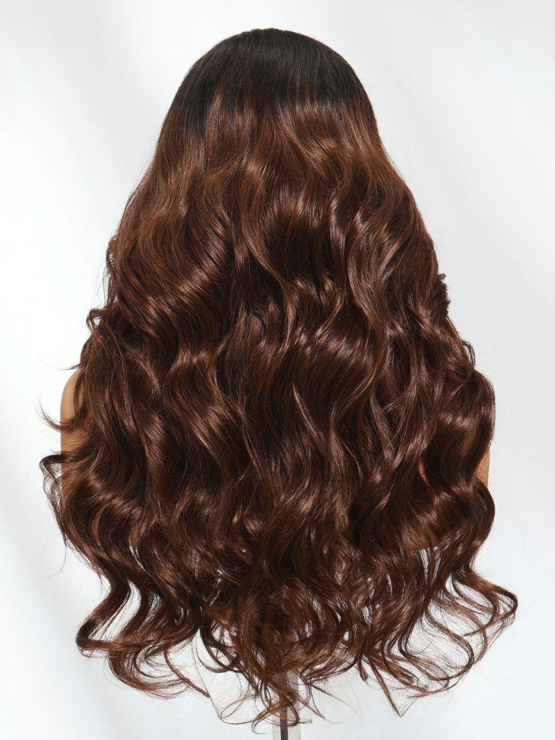 13x4 Pre-Everything? Lace Frontal Auburn Brown Loose Wave Wig with Invisi Drawstring & Face Framing Layers