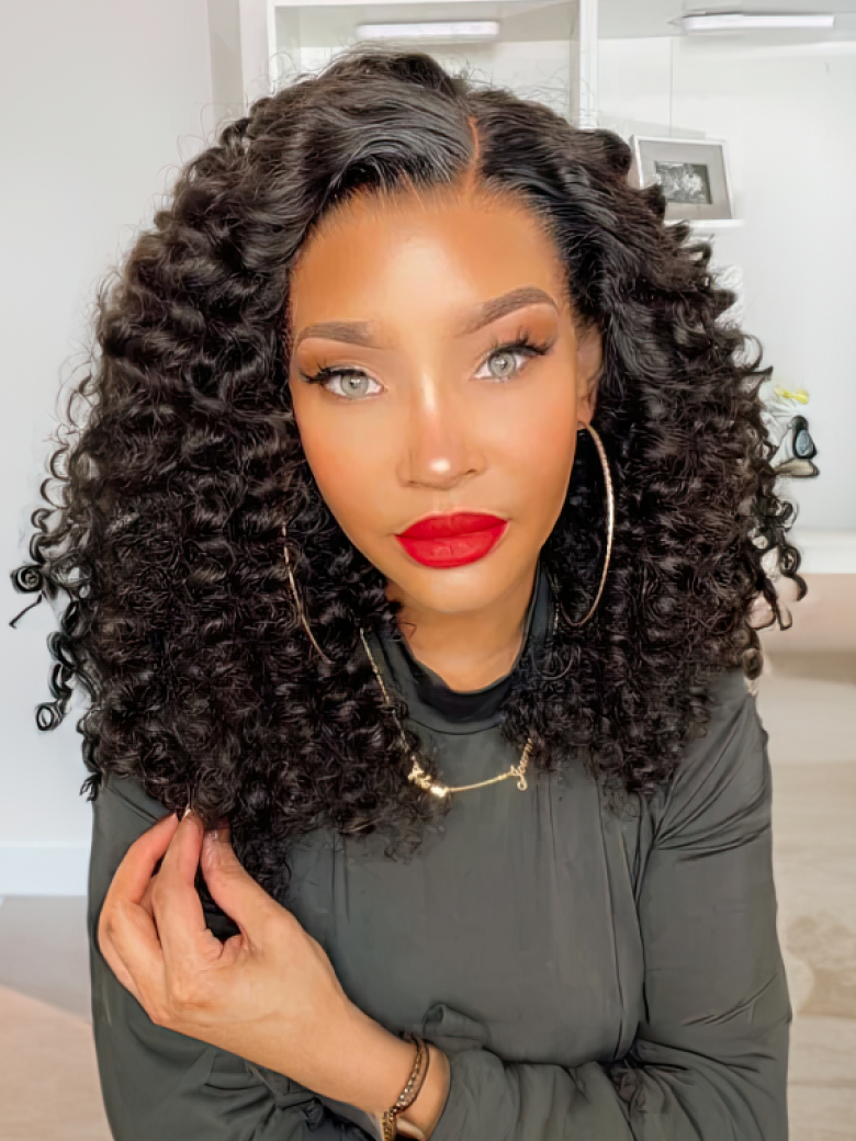 Hair Bouncy Deep Wave 13x4 Lace Frontal 150% Density Human Hair Wig