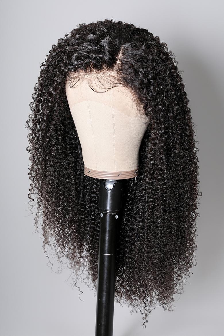 13x4 Transparent Lace Front Kinky Curly Human Hair Wigs Pre Plucked With Baby Hair
