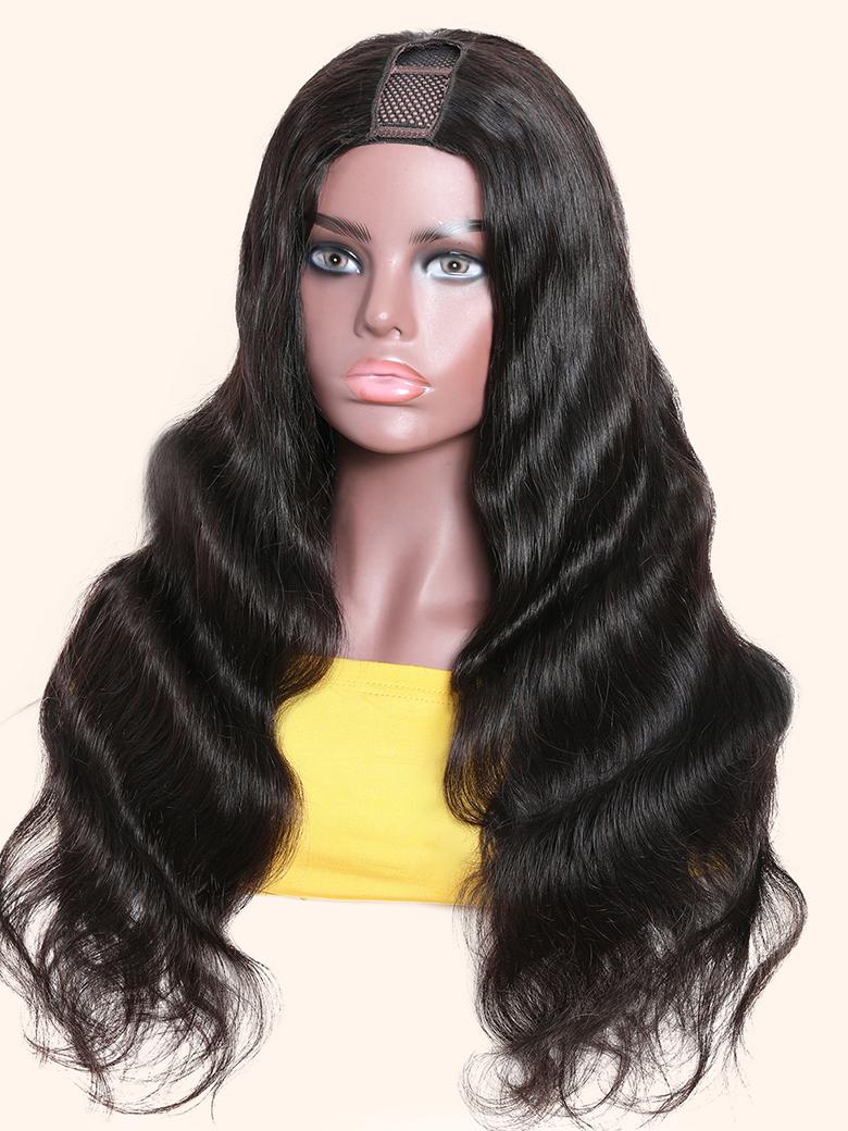 250% High Density Body Wave U Part Human Hair Sew In Wig