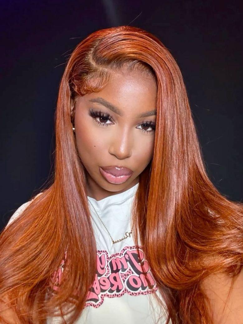 Burnt Orange 13x4 Lace Front Wig With Butterfly Wolf Layered Cut