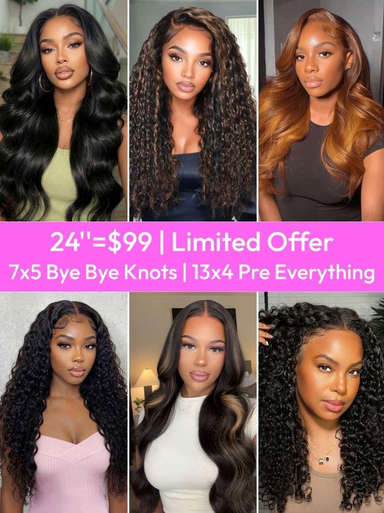 13x4 Bye Bye Slip? Lace Frontal Caramel Brown With Honey Blonde Highlights Water Wave Glueless Drawstring Wig