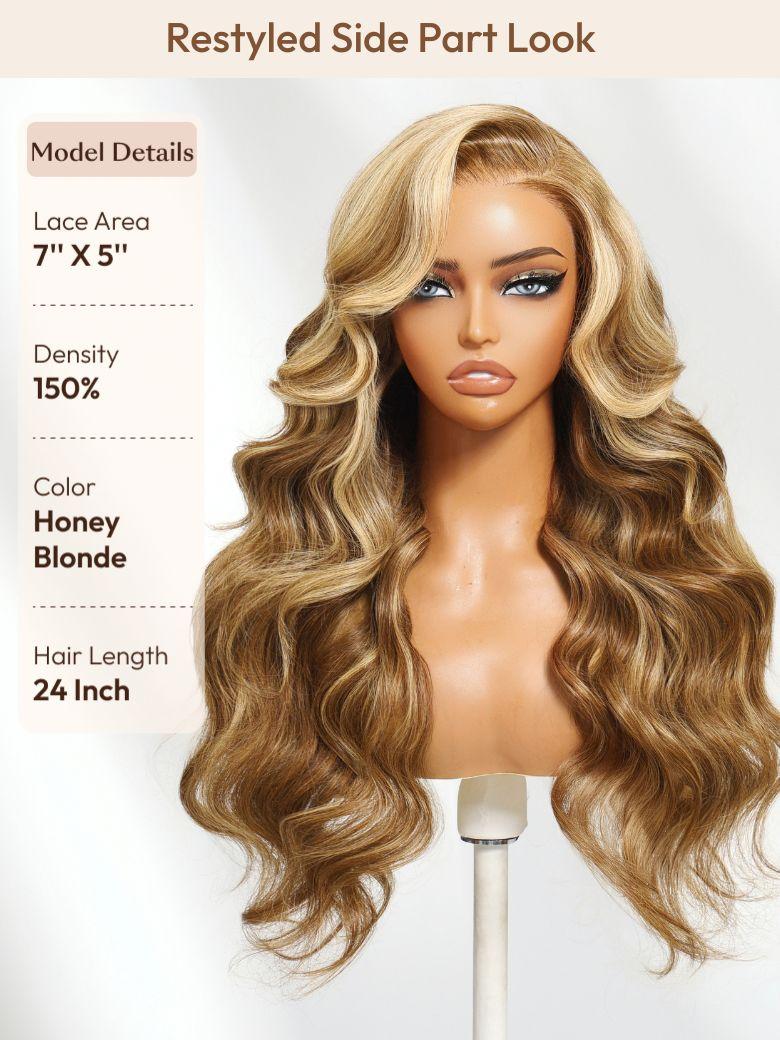 Bye-Bye Knots Wig Pre-Cut 7x5 Glueless Lace & 13x4 Pre Everything Honey Blonde Body Wave Drawstring Wig