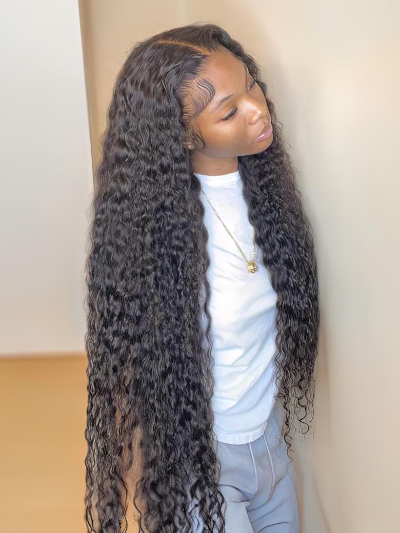 Hair Latest Fabulous Charming Middle Part Water Wave Lace Front Wigs 100% Human Hair