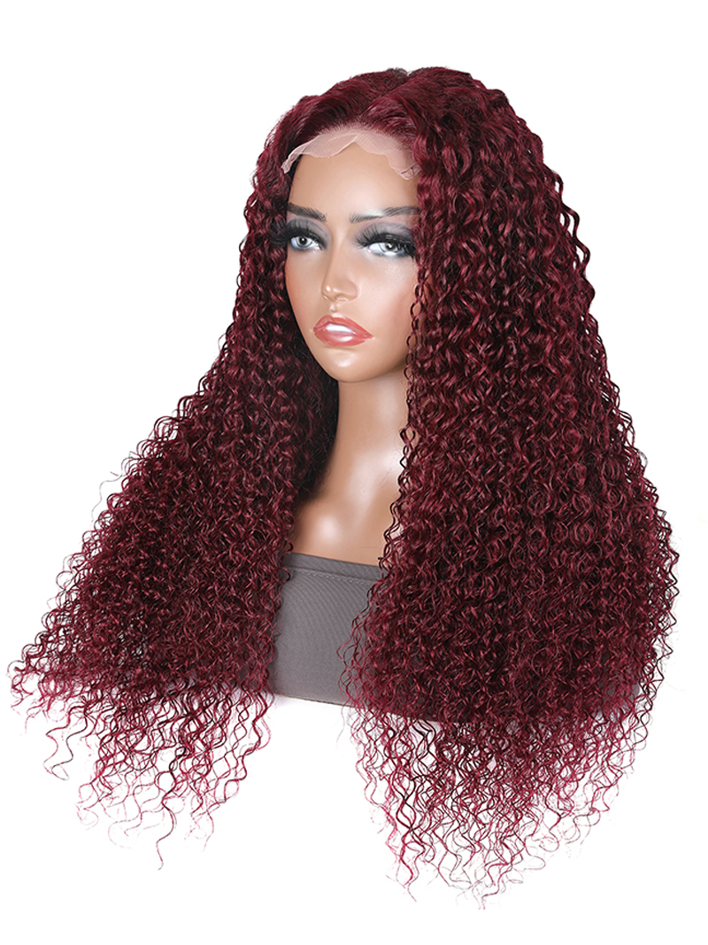 99J Burgundy 4x4 Lace Closure Jerry Curl Human Hair Wig