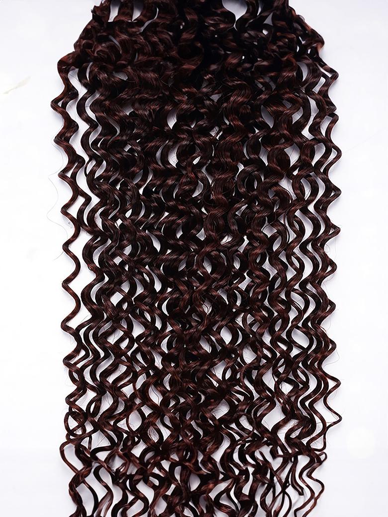 Red Brown Jerry Curl Remy Human Hair 4x4 Free Part Closure