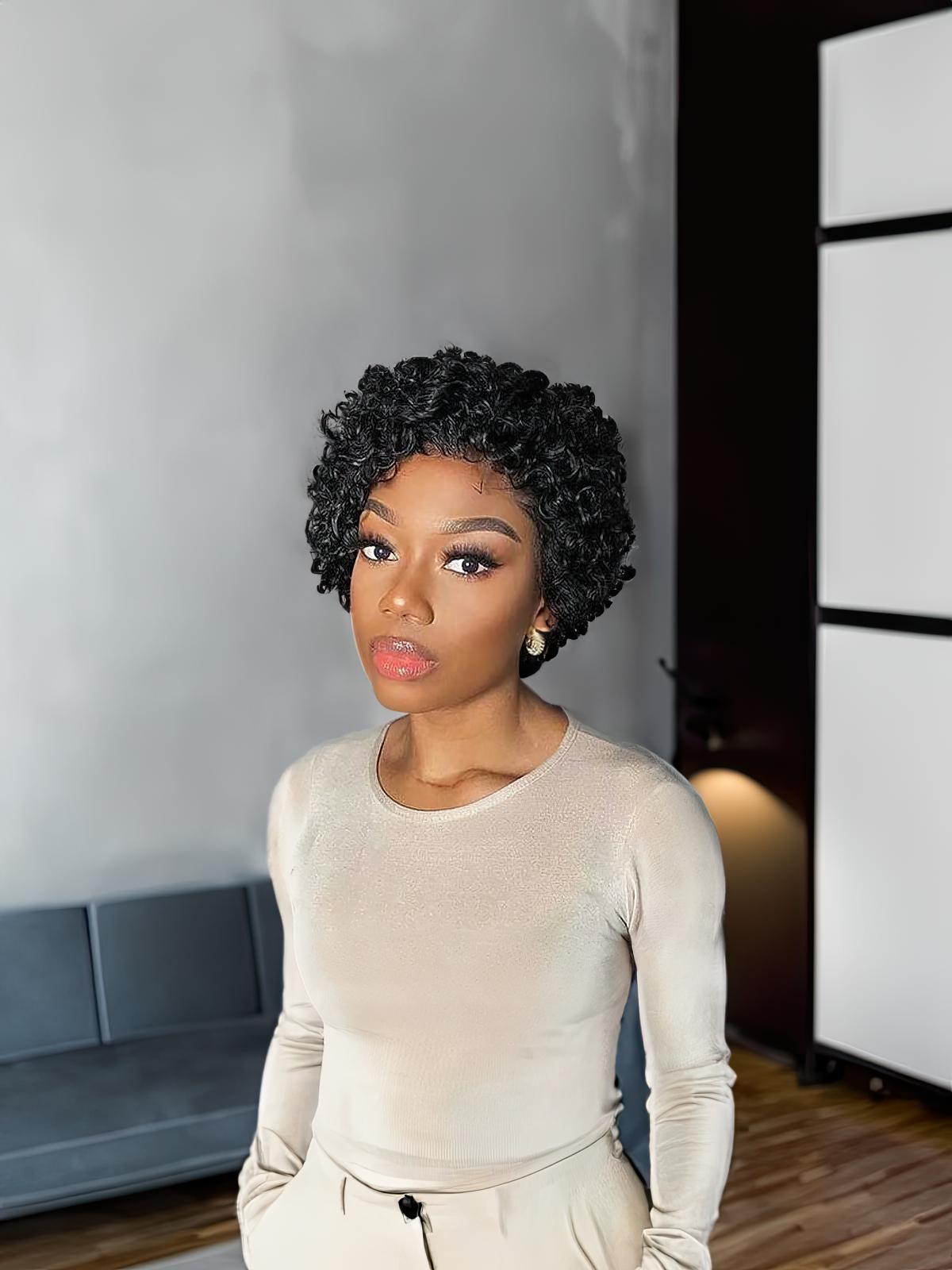 Pixie Cut Afro Beginner Friendly Glueless Black Wig