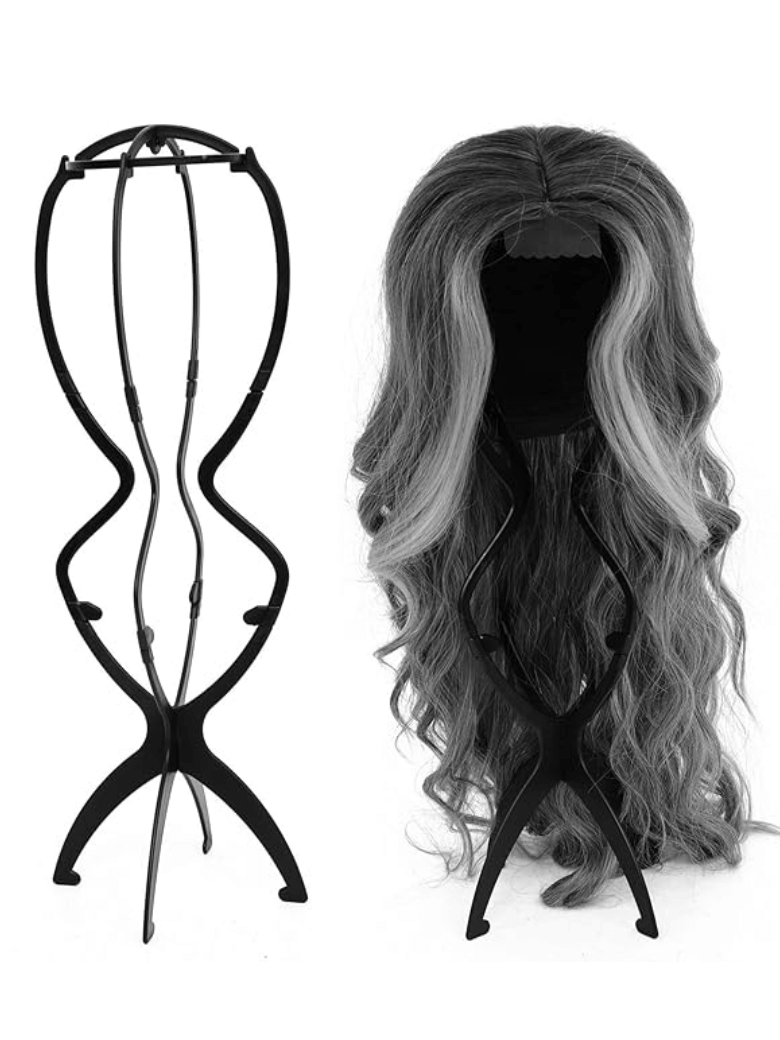 Versatile White Wig Stand & Black Foldable Wig Stand for Multiple Wigs(3-Pack)