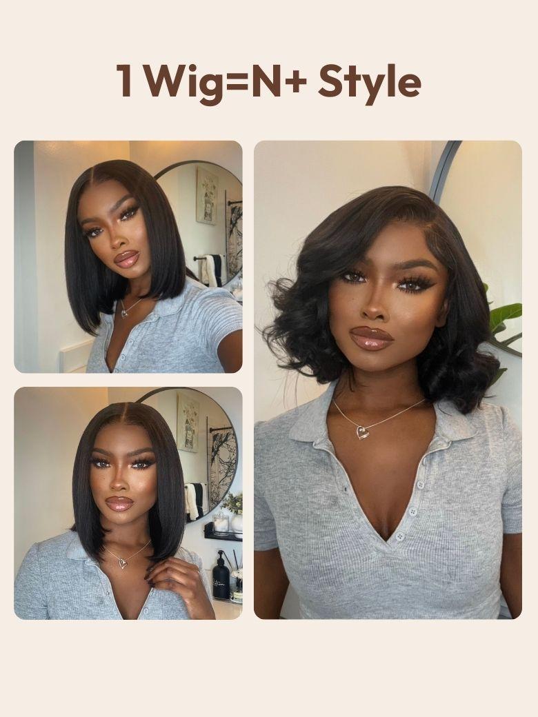 7x5 Bye Bye Knots? & 13x4 Pre-Everything? & 5x5 HD Lace Wig Glueless Lace Black Yaki Bob Bleached Knots Wig