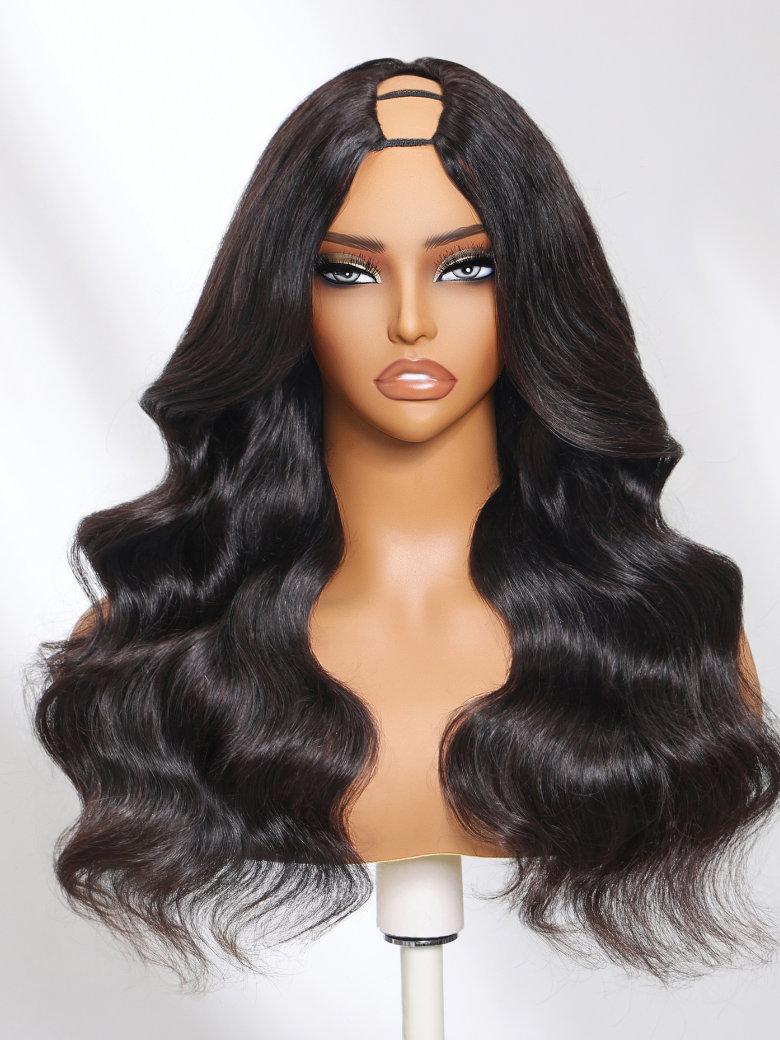 Pull & Go? U Part / EasiContour V Part Hair Wig? Natural Color Body Wave Wigs For Women