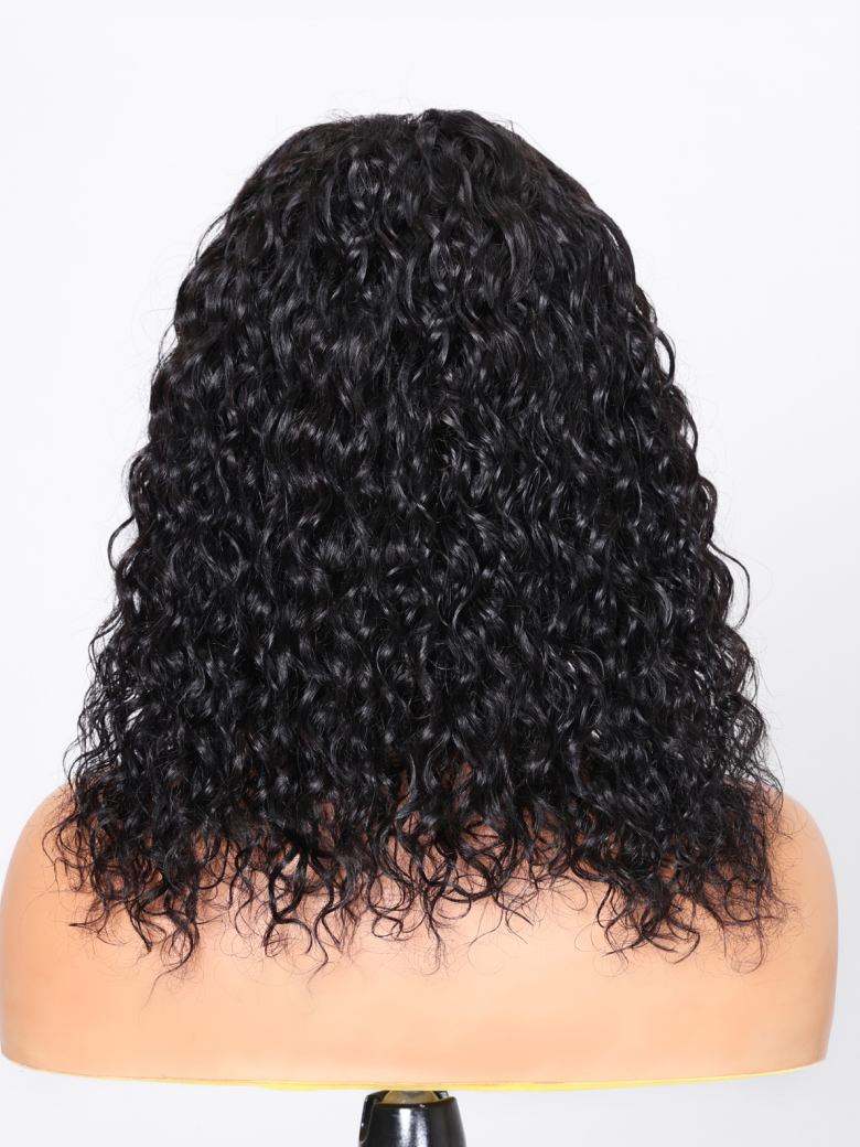6x4.5 Pre Cut Lace Bouncy Water Wave Glueless Bob Wig 150% Density