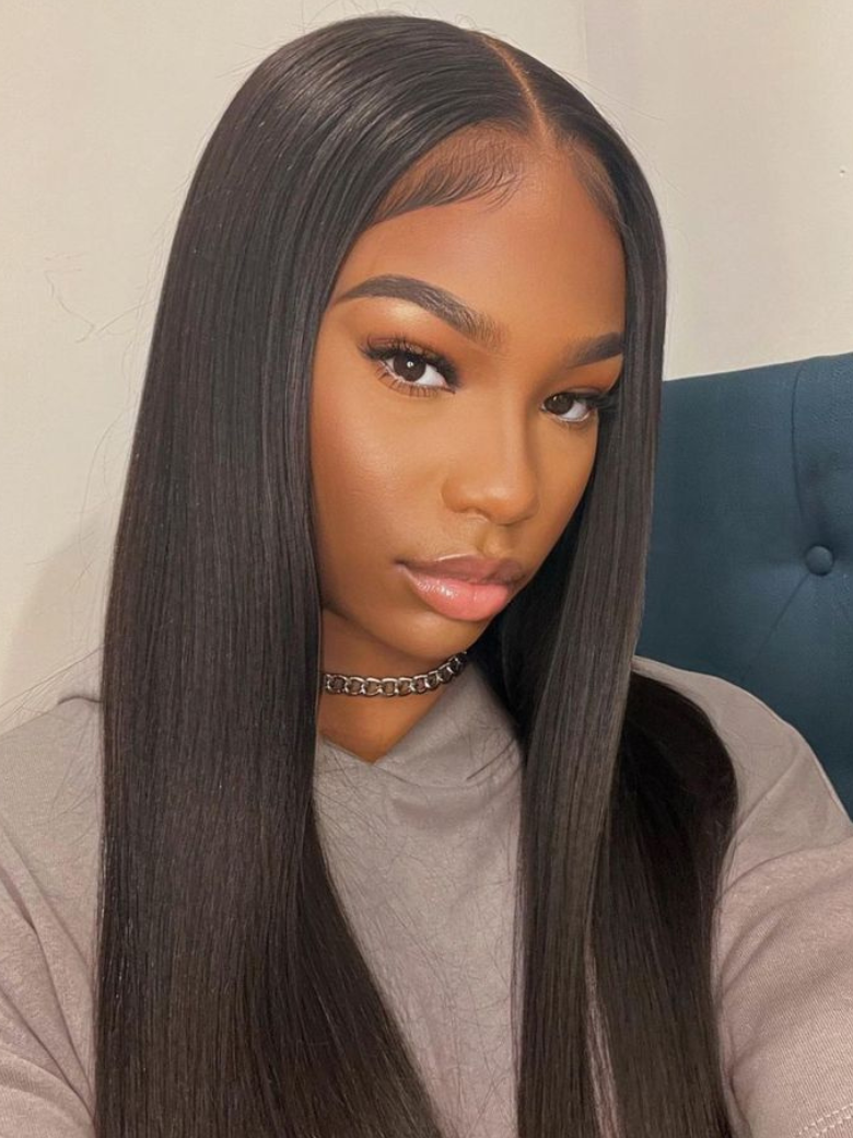 Put On And Go 6x4.5 Pre Cut Lace Straight Black Put On And Go Glueless Air Wig