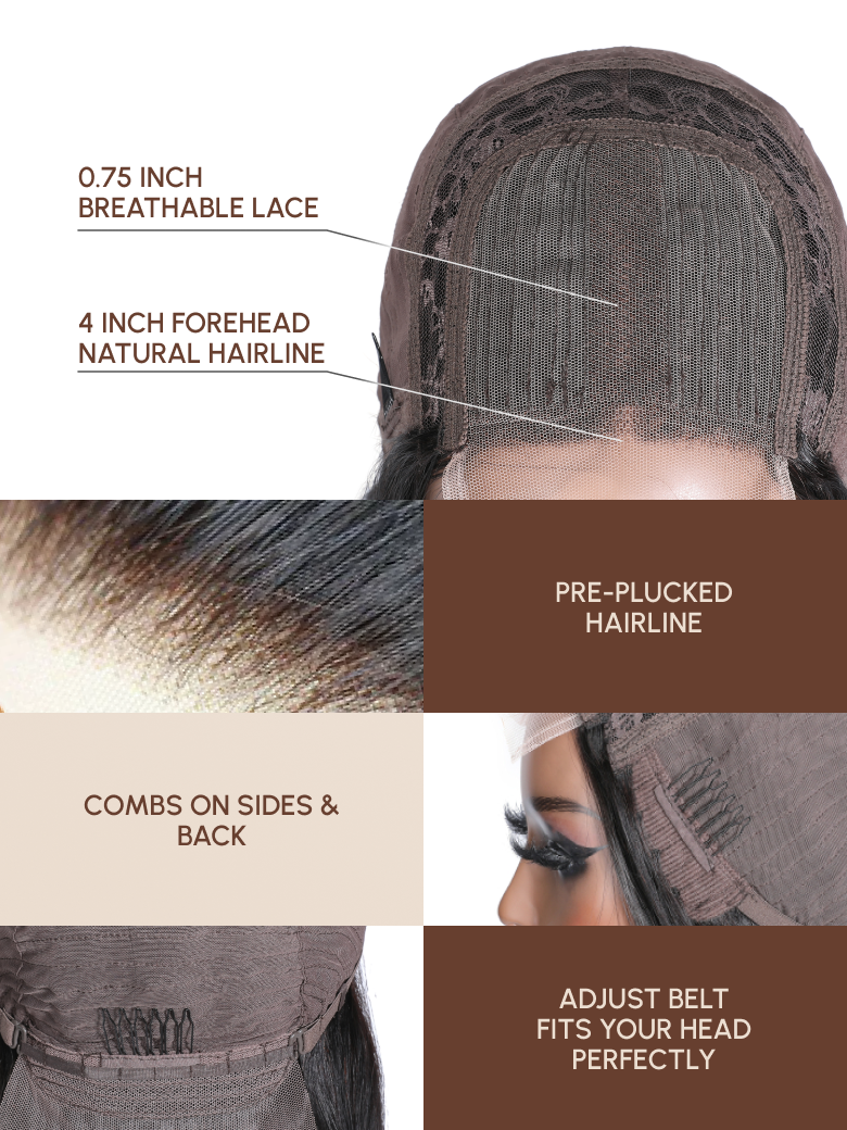 Middle Part Lace Kinky Curly Wigs 150% Density Natural Hairline Glueless Wigs