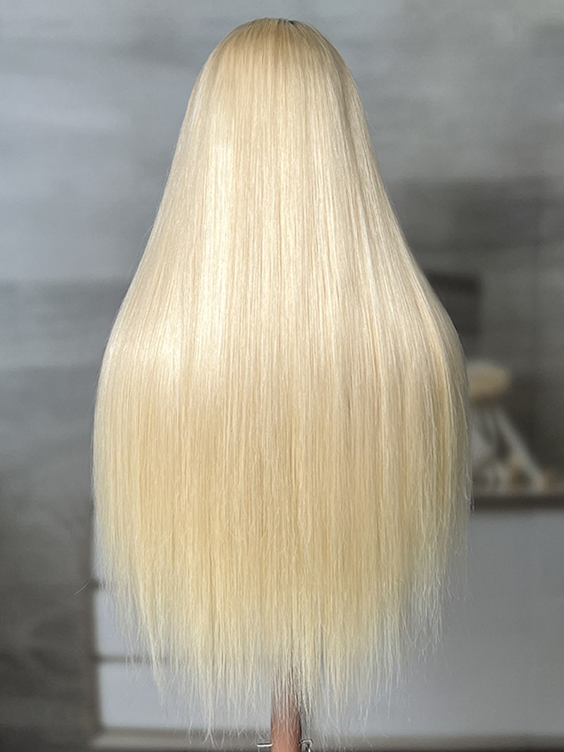 Glueless HD 5x5 Invisible Lace Closure Layered Straight Blonde Wig 180% Density