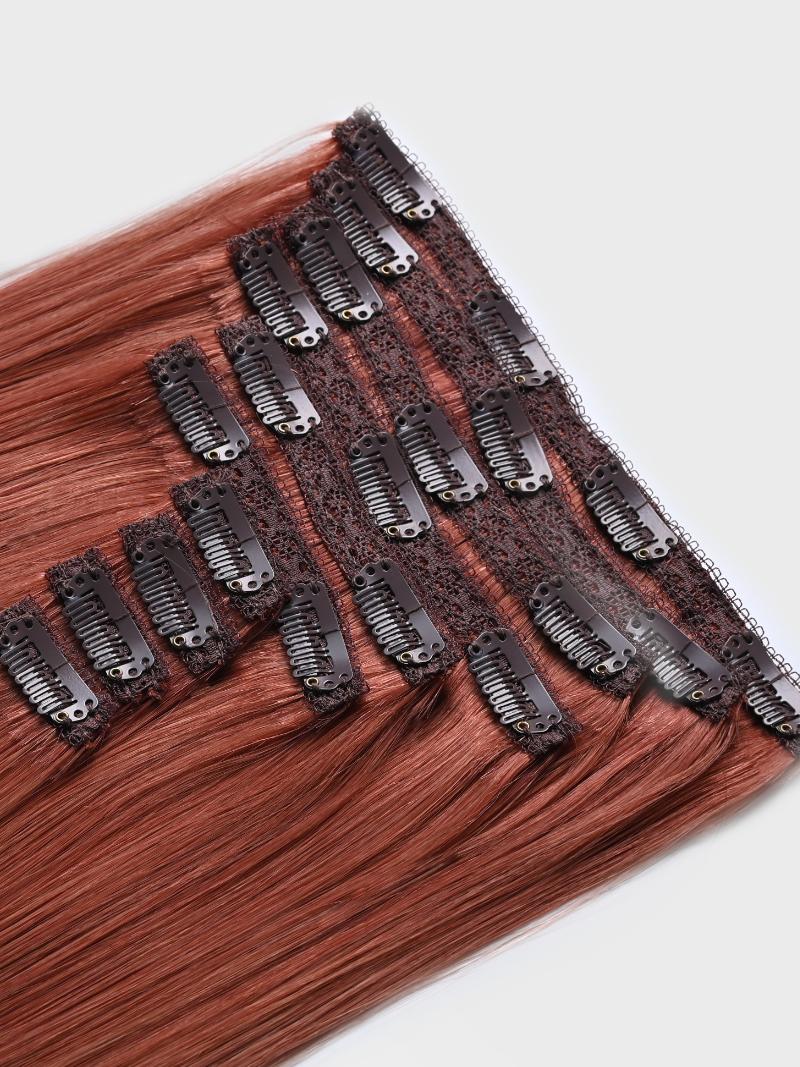 Vibrant Red Human Hair Clip In Extension