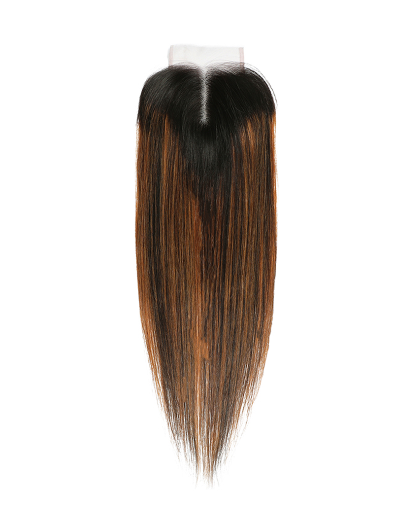 4 Bundles Balayage Ombre Straight Human Hair With Lace Closure #1B/30 Ombre Balayage Human Hair
