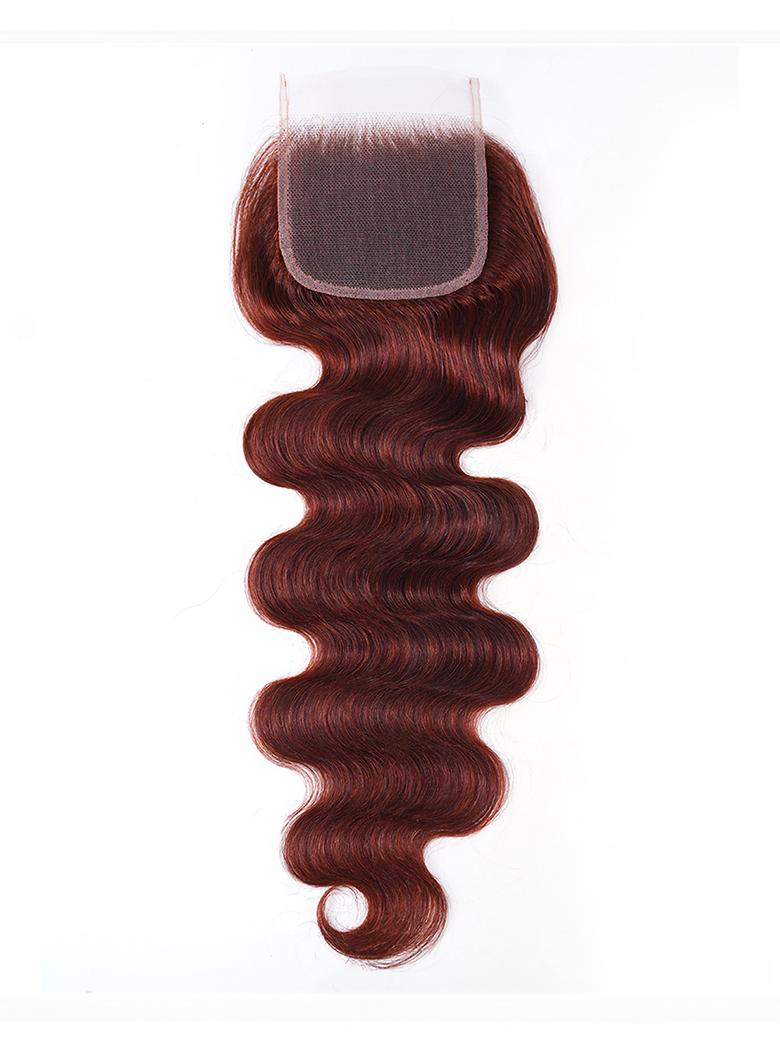 Dark Auburn Body Wave Remy Human Hair 3 Bundles With Closure Deal