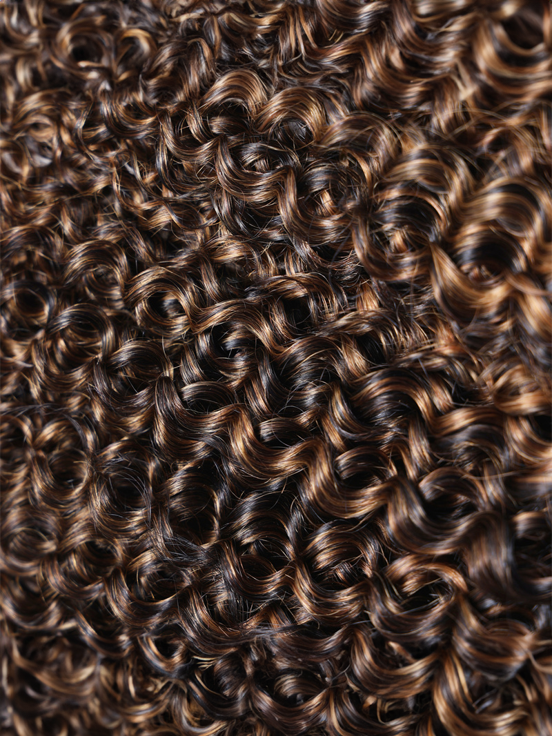 4x4 Lace Closure With 3 Bundles Jerry Curly #FB30 Brown Balayage Color
