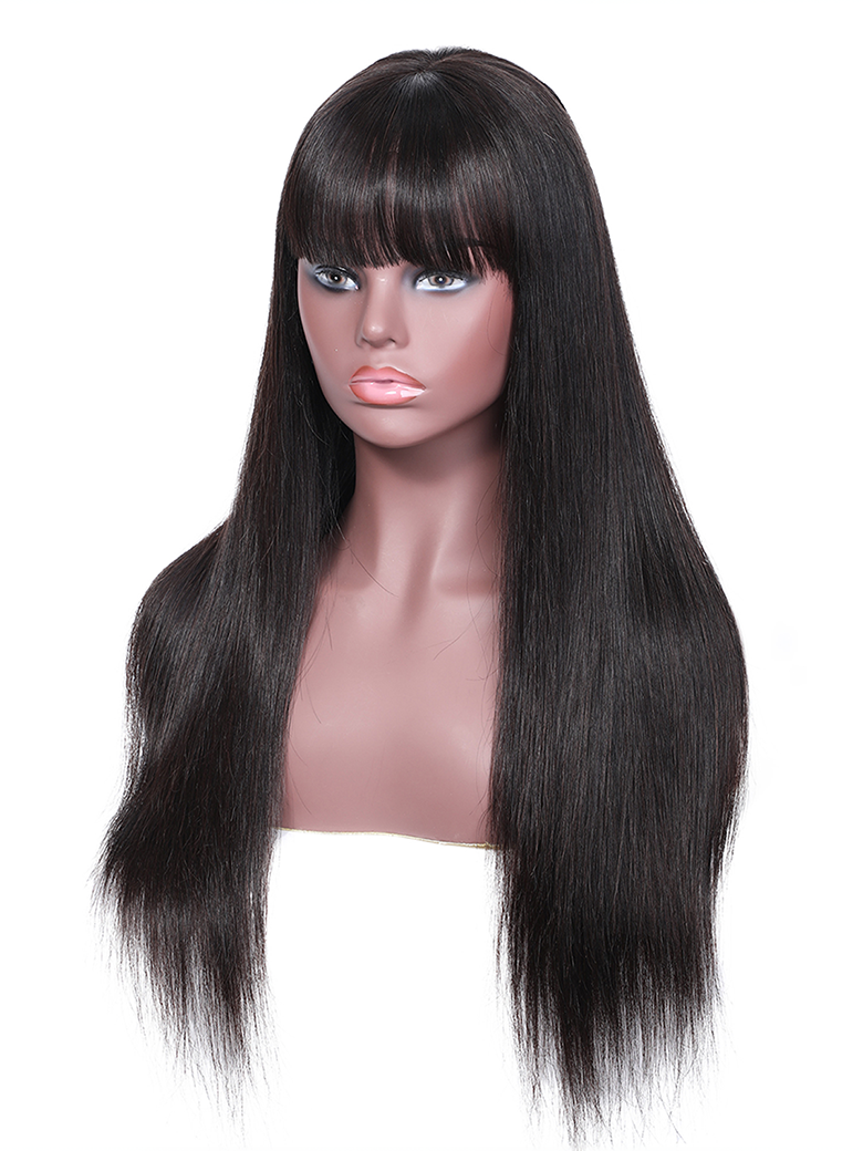 Straight Hair With Bang 13x4 Pre Plucked Lace Front Wig