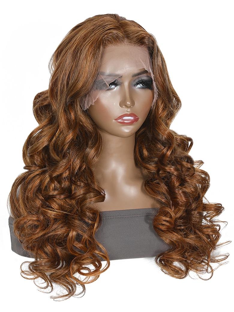 Light Brown 180% Density Loose Wave Big Voluminous Curl 13x4 lace Front Wig