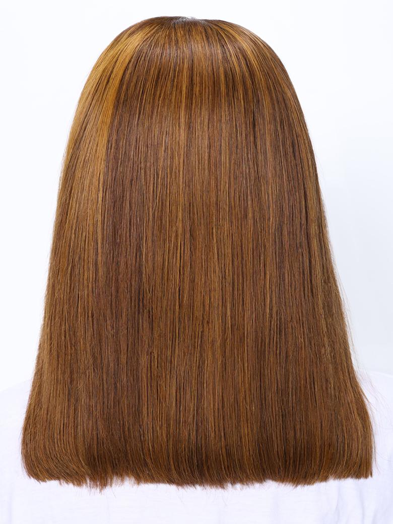 Put On And Go 6x4.5 Pre-Cut Lace Brown Piano Highlights Bob Wig 150% Density