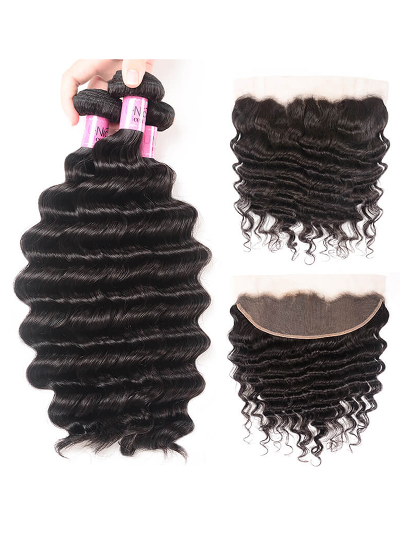 Hair 3 Bundles Loose Deep Wave Virgin Human Hair With Frontal