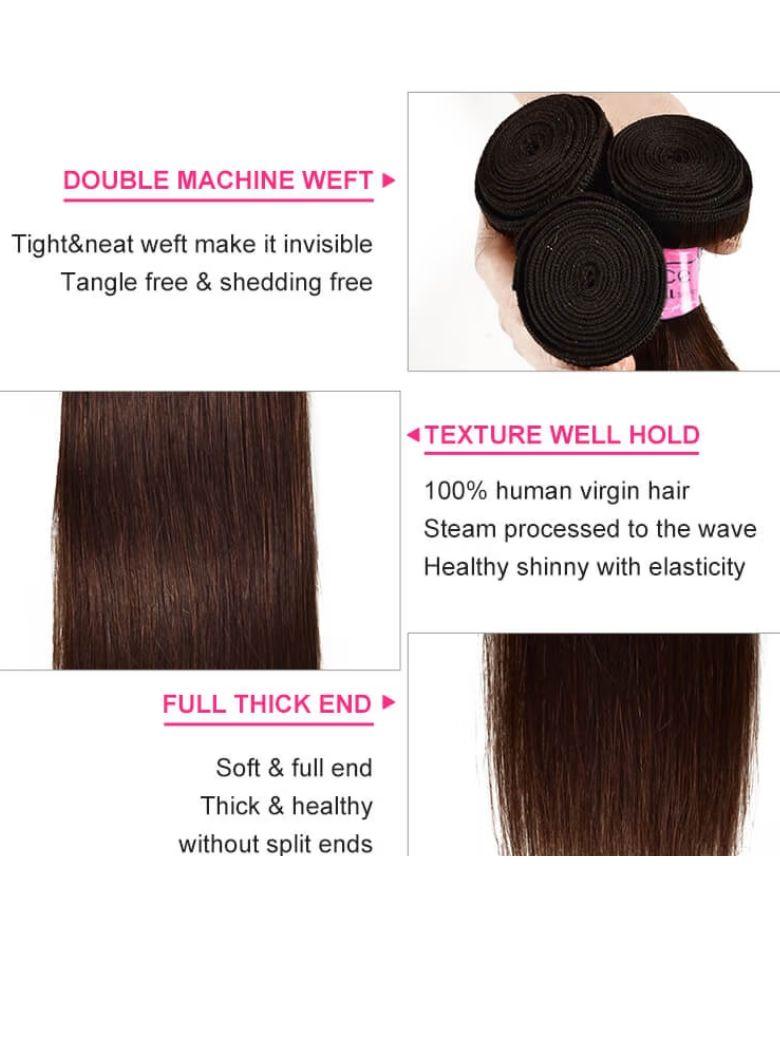 Hair 3pcs/pack Virgin Straight Hair Bundles Brown Color Double Machine Weft Human Hair for Sale Icenu Series