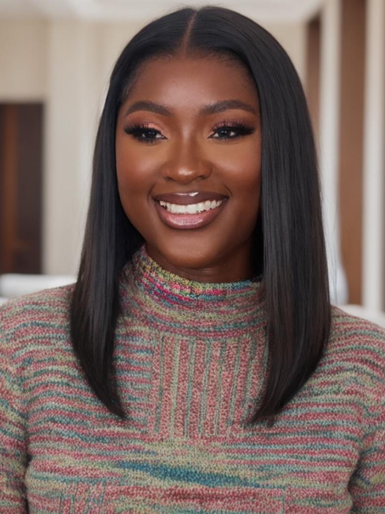 Put On And Go 6x4.5 Pre-Cut Lace Natural Black Glueless Bob Air Wig