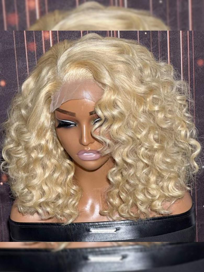 13x4 Lace Front Blonde Water Wave Wig With Natural Hairline Baby Hair