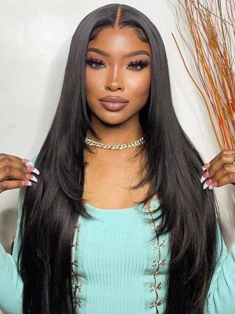 Glueless 13x4 HD Lace Front Straight Human Hair Wigs 250% Density
