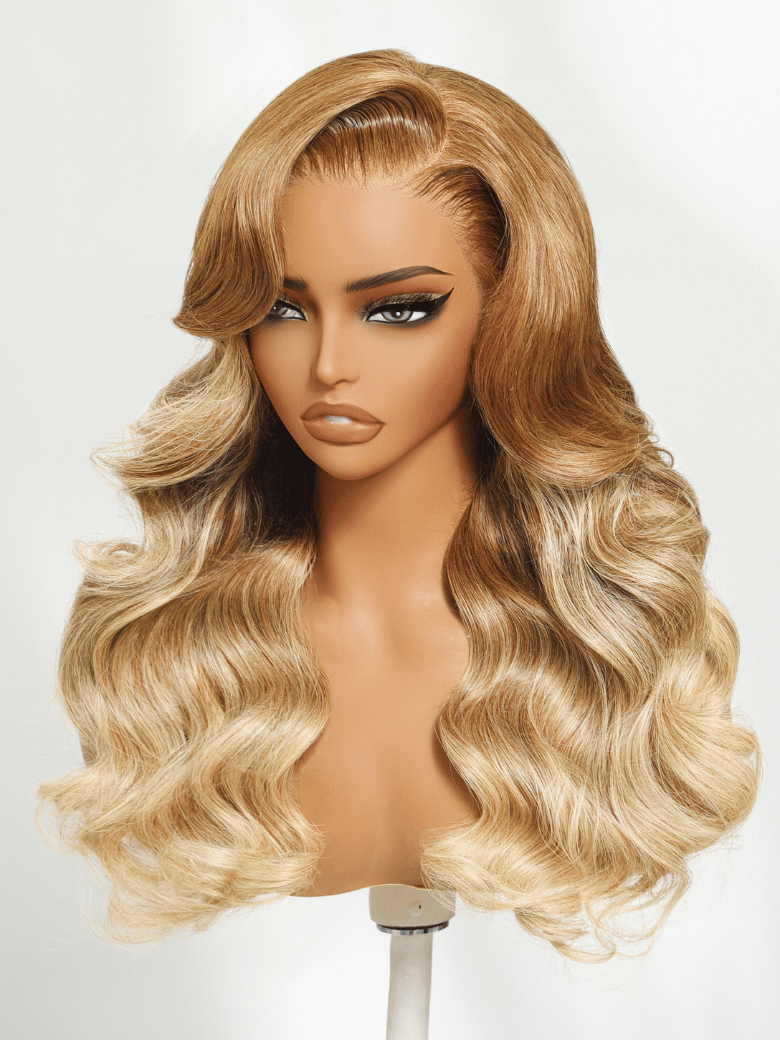 Bye-Bye Knots Wig 7x5 Lace Loose Wave Honey Blonde Ombre Wig 180% Density