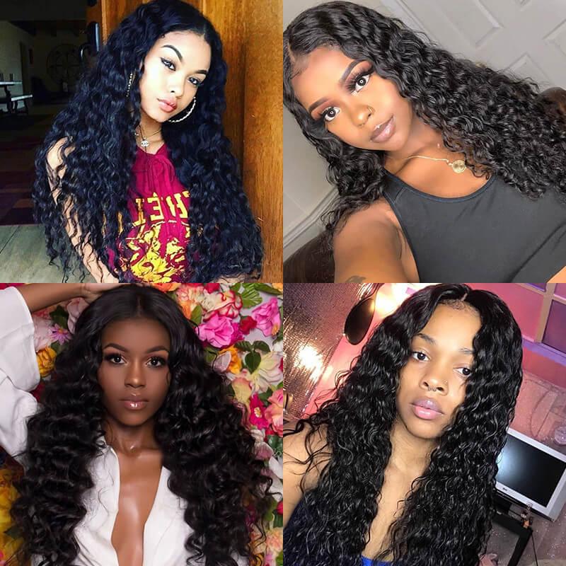 Brazilian 3 Bundles Deep Wave With Lace Closure Kysiss Series