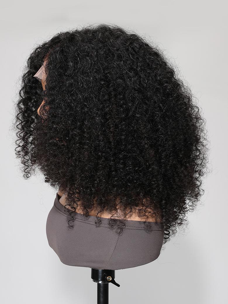 13x4 Lace Front Fluffy Kinky Curly Afro Black 16 Inch Shoulder Length Wig
