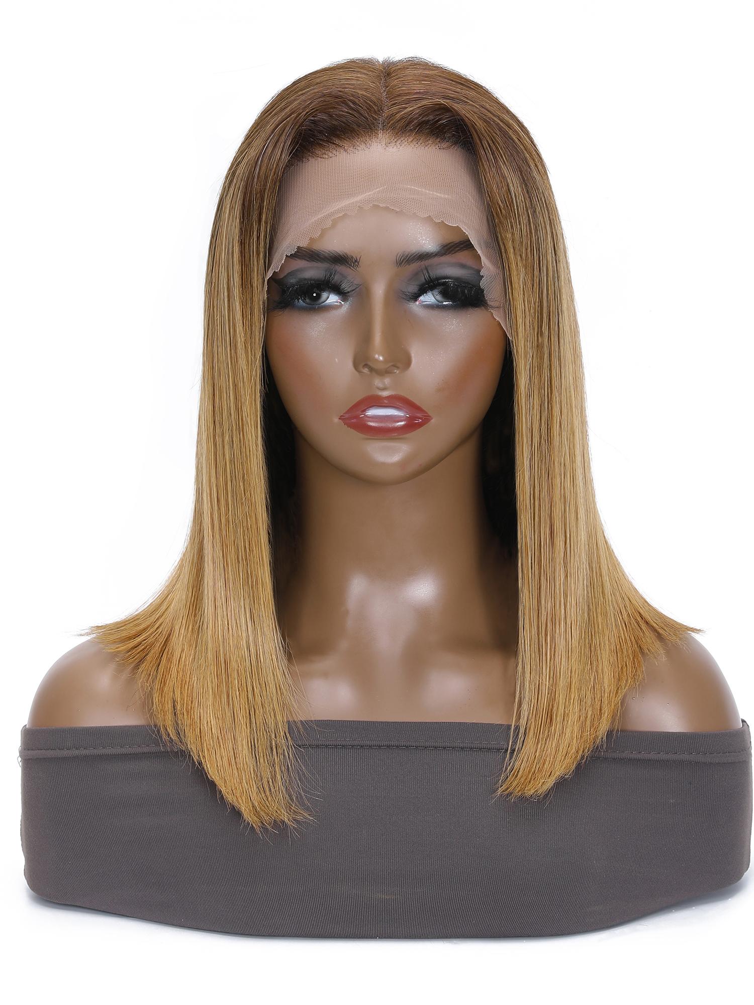 Ombre Brown Layered Lob Lace Front Wig