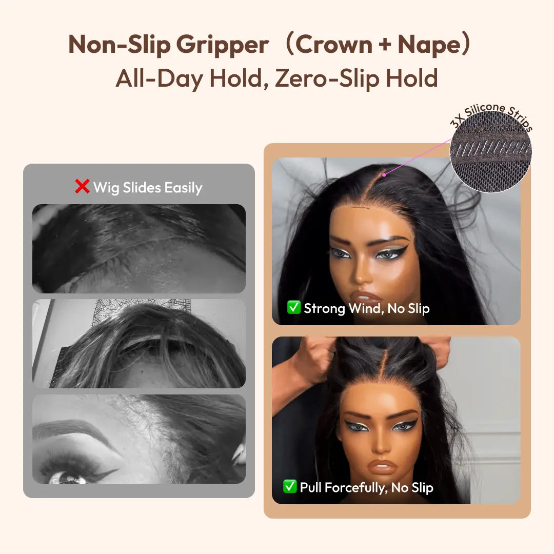 【Bye Bye Slip】Glueless Balayage Highlight Body Wave Wig with Drawstring Pre-cut 7x5 HD Lace Closure Human Hair Wigs with Bleached Knots Friendly for Beginners Summer Wig