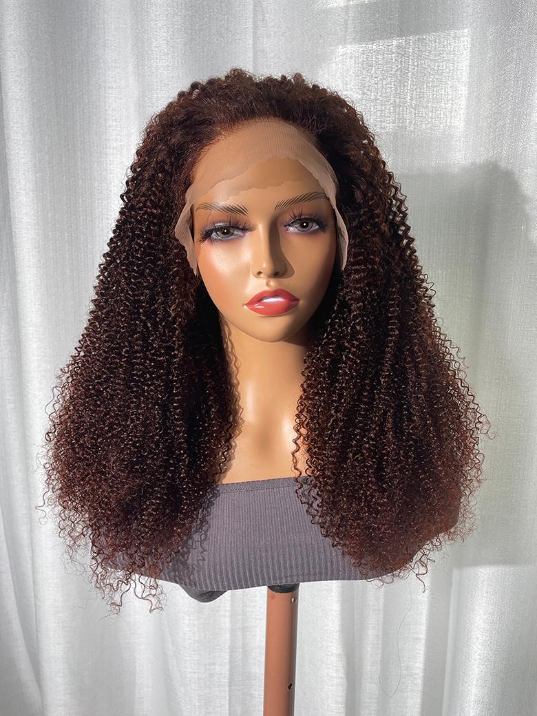 Mahogany Red Brown 13x4 Lace Front Kinky Curly Wig