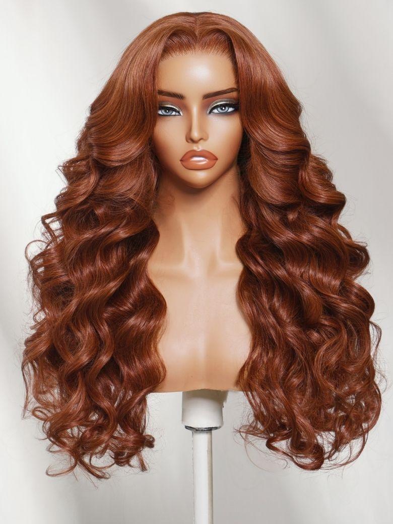 7x5 Bye Bye Slip? Lace Auburn Copper Brown Body Wave Drawstring Wig Beginner Friendly