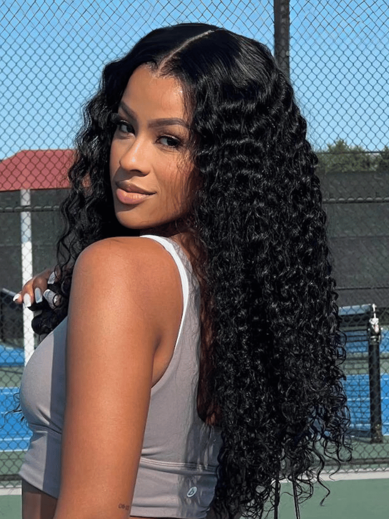 7x5 & 6x4.5 Pre Cut Lace Put On And Go Black Water Wave Air Wig