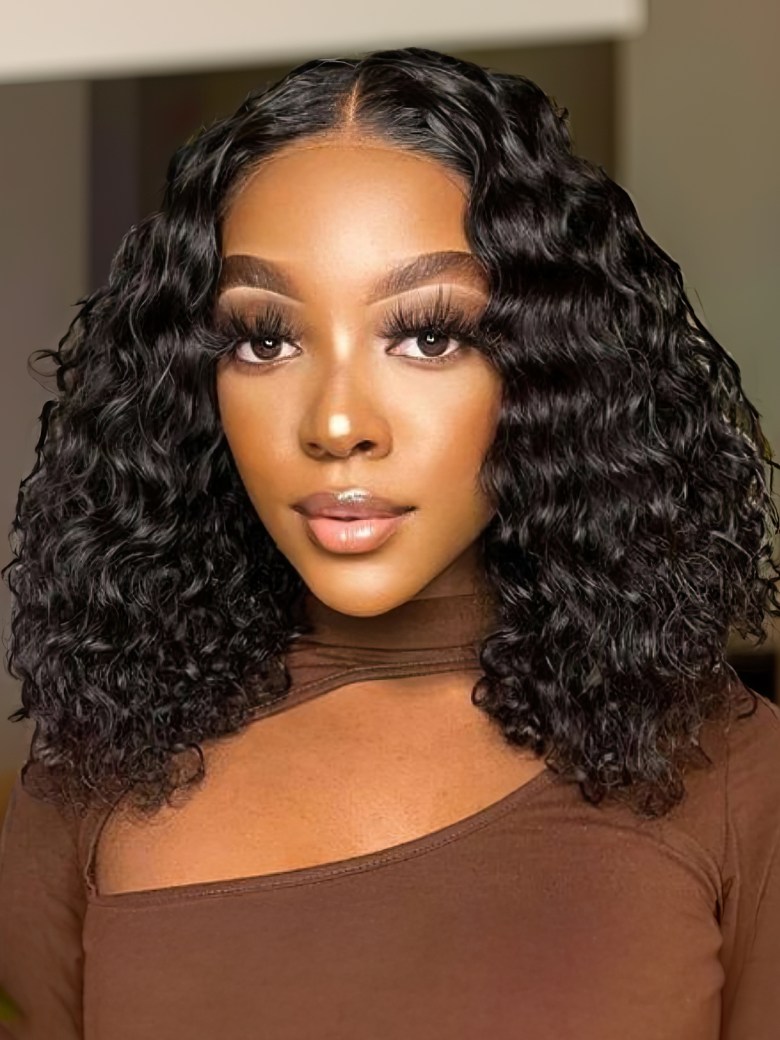 V Part Glueless Water Wave Bob Wig No Leave Out Upgrade U Part Wig