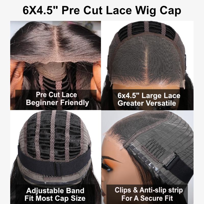 Put On And Go Pre Cut Lace 6x4.5 Closure Red Brown Curly Quick & Easy Glueless Wig With Breathable Cap Air Wig
