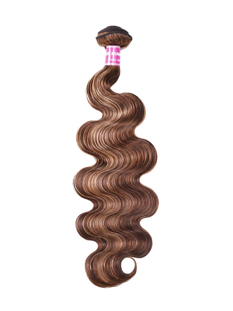 Luxurious Honey Blonde Highlight Body Wave Human Hair 1 Bundle