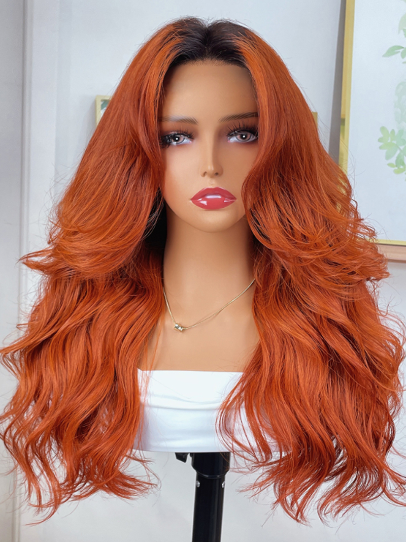 Cinnamon Brunette Loose Wave 13x4 Lace Frontal Wig With Dark Roots