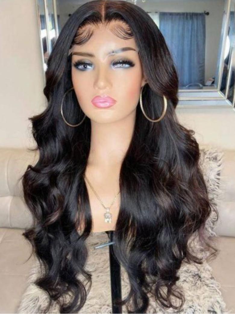 Super Natural Body Wave 13x4 HD Glueless Lace Front Wigs Human Hair 200% Density