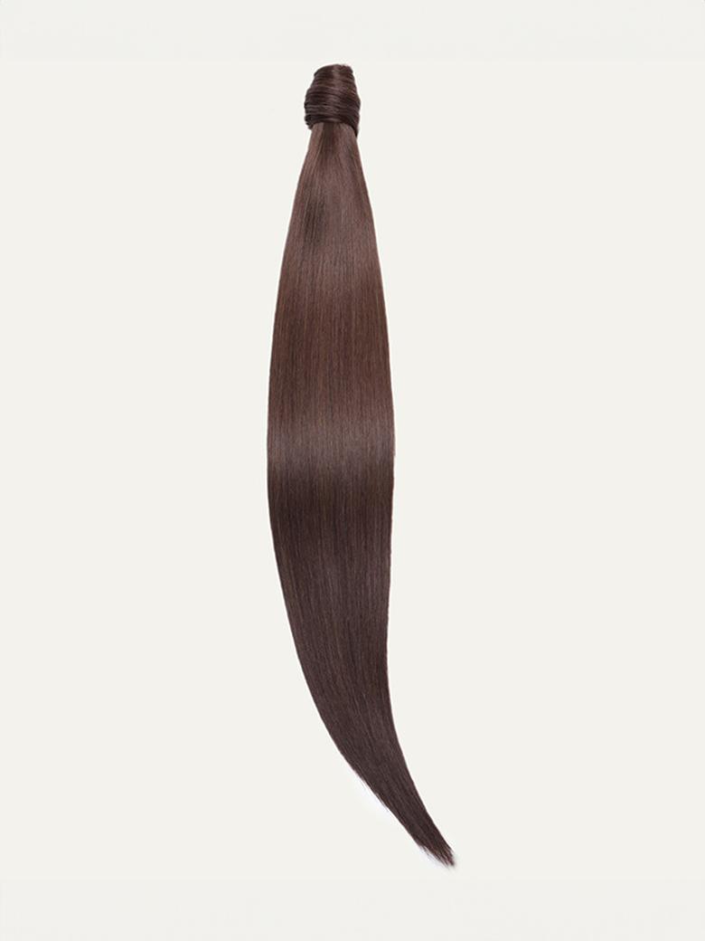 Dark Brown Clip In Ponytail Straight Human Hair Extension