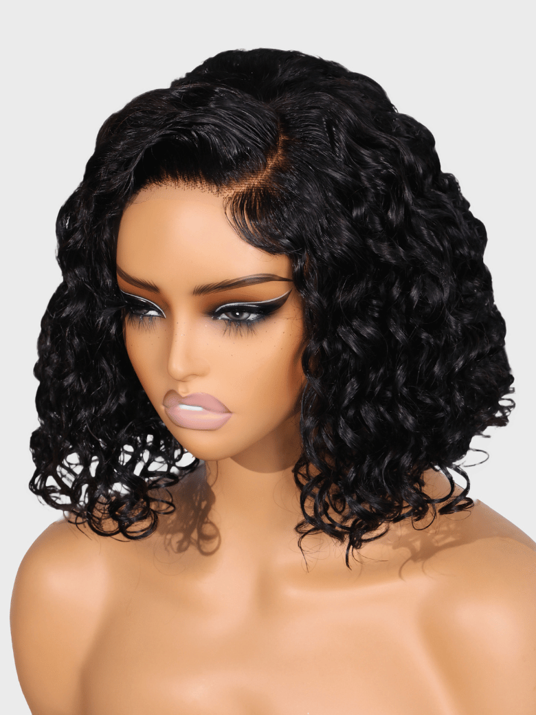 Bye-Bye Knots Wig 7x5 Lace Black Short Wavy Curly Wig