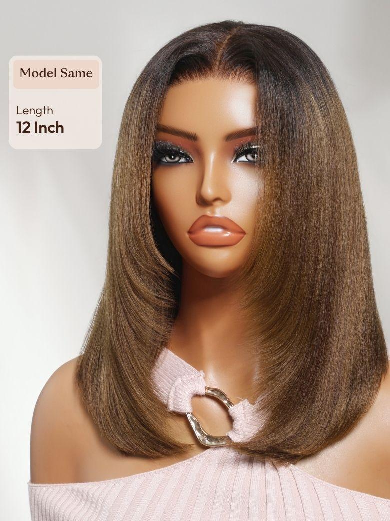 7x5 Bye-Bye Slip? Lace Natural Black Side Part Blowout Bob Wig with Soft Curled Ends